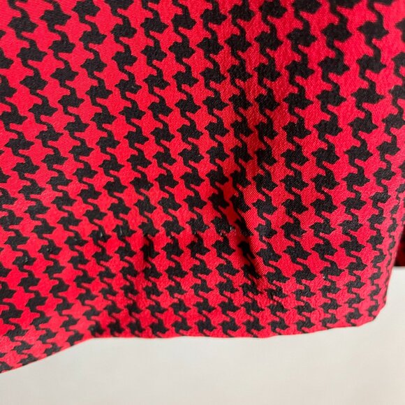 Vintage Silk Blazer Top John Yang Double Breasted Red Black Houndstooth 1980s - Picture 12 of 15